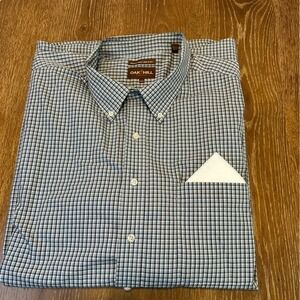 Oak Hill Mens 3XLT Blue Checkered Wrinkle Free Button Down Shirt Long Sleeve